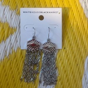 NWT! White House Black Market silver dangle earrings!!!